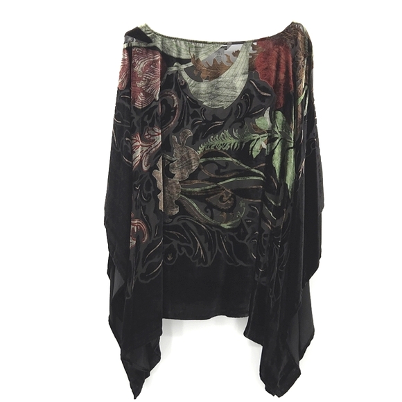 John Mark Oversized Poncho Top Womens Size 2X/3X Black Burnout Velvet Whimsigoth - Picture 1 of 9